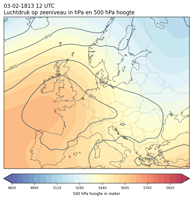 Weerkaart van 3 februari 1813 om 12 UTC