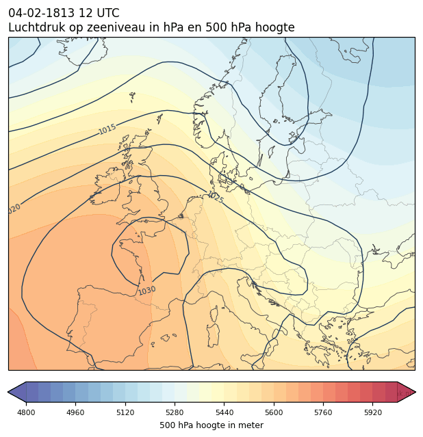 Weerkaart van 4 februari 1813 om 12 UTC