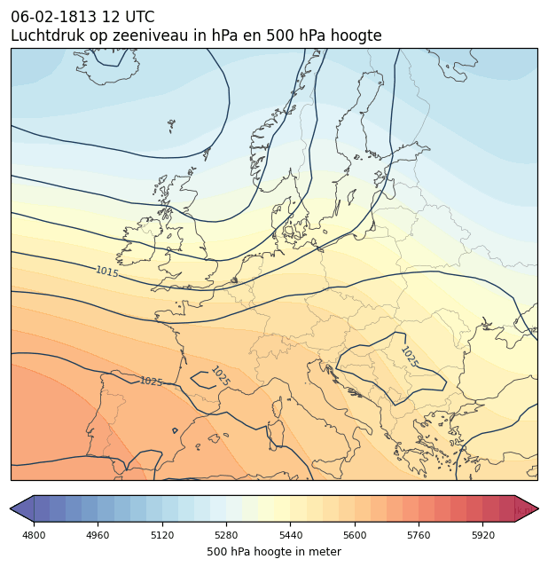Weerkaart van 6 februari 1813 om 12 UTC