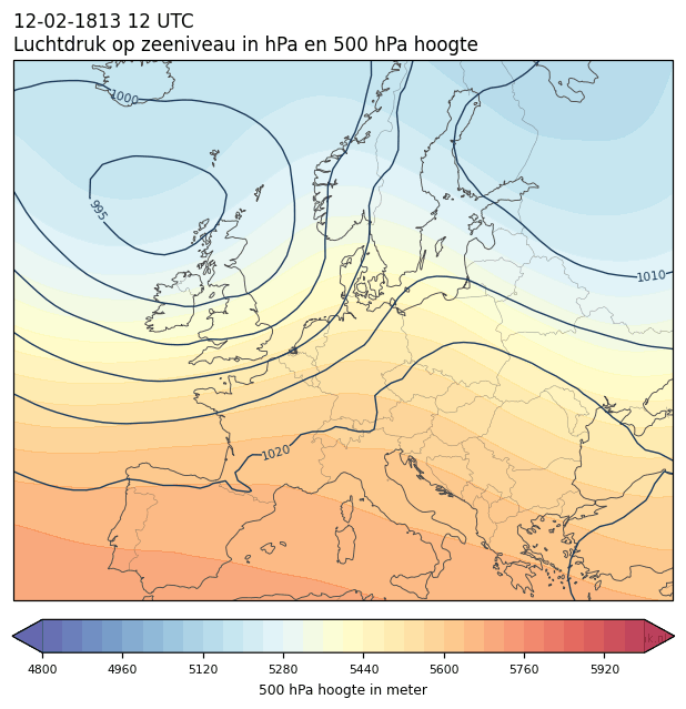 Weerkaart van 12 februari 1813 om 12 UTC