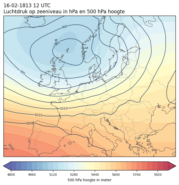 Weerkaart van 16 februari 1813 om 12 UTC