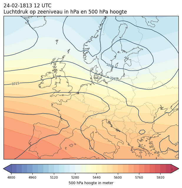 Weerkaart van 24 februari 1813 om 12 UTC