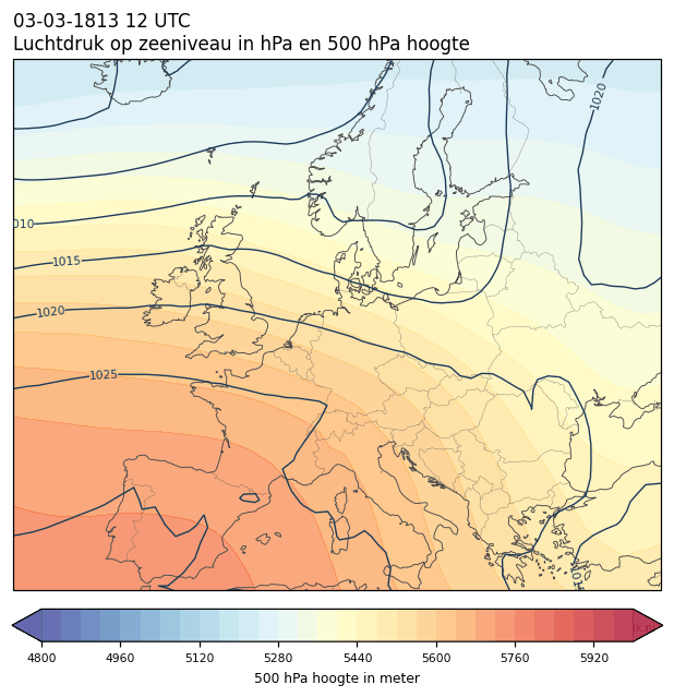 Weerkaart van 3 maart 1813 om 12 UTC