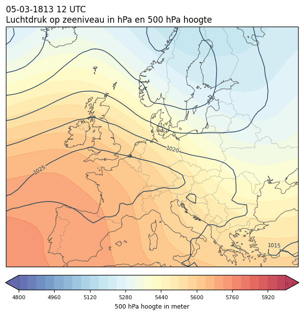 Weerkaart van 5 maart 1813 om 12 UTC