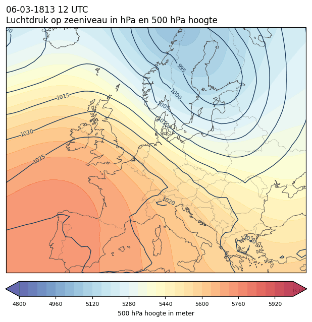 Weerkaart van 6 maart 1813 om 12 UTC