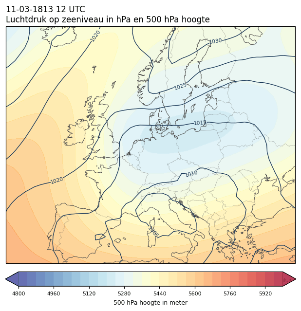 Weerkaart van 11 maart 1813 om 12 UTC