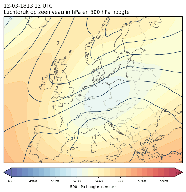 Weerkaart van 12 maart 1813 om 12 UTC