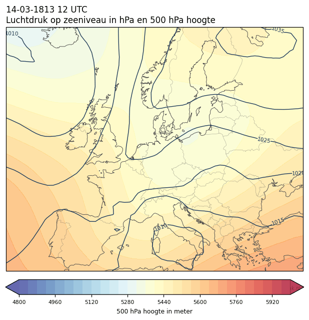 Weerkaart van 14 maart 1813 om 12 UTC