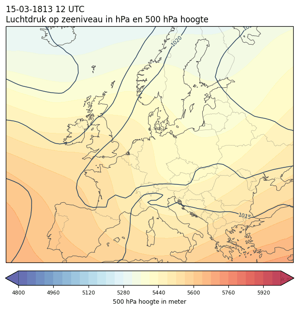 Weerkaart van 15 maart 1813 om 12 UTC