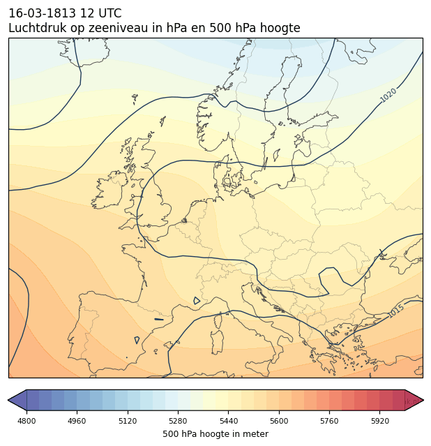 Weerkaart van 16 maart 1813 om 12 UTC
