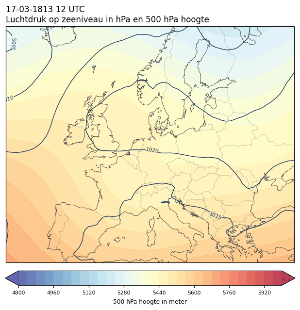 Weerkaart van 17 maart 1813 om 12 UTC