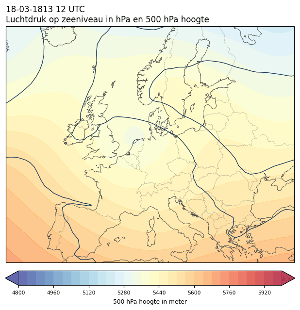 Weerkaart van 18 maart 1813 om 12 UTC
