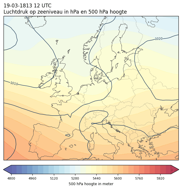 Weerkaart van 19 maart 1813 om 12 UTC