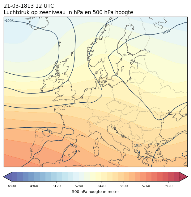 Weerkaart van 21 maart 1813 om 12 UTC
