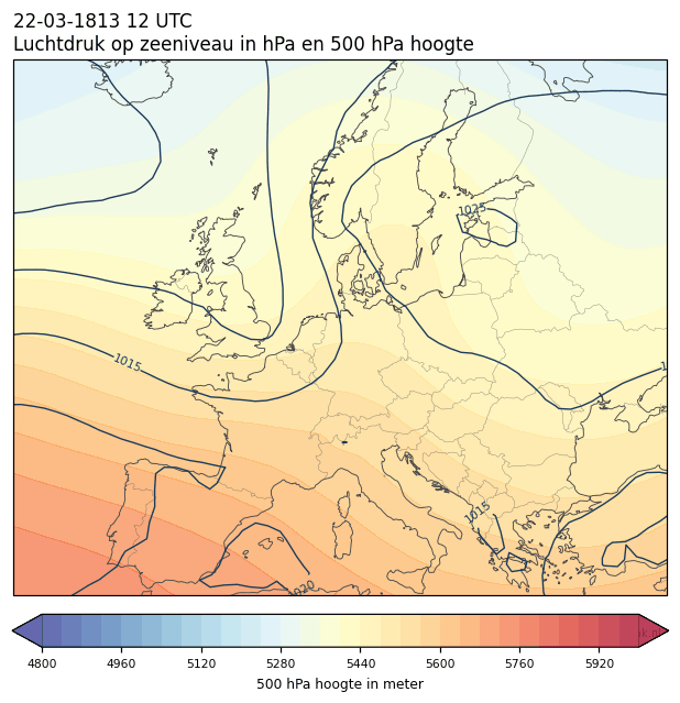 Weerkaart van 22 maart 1813 om 12 UTC