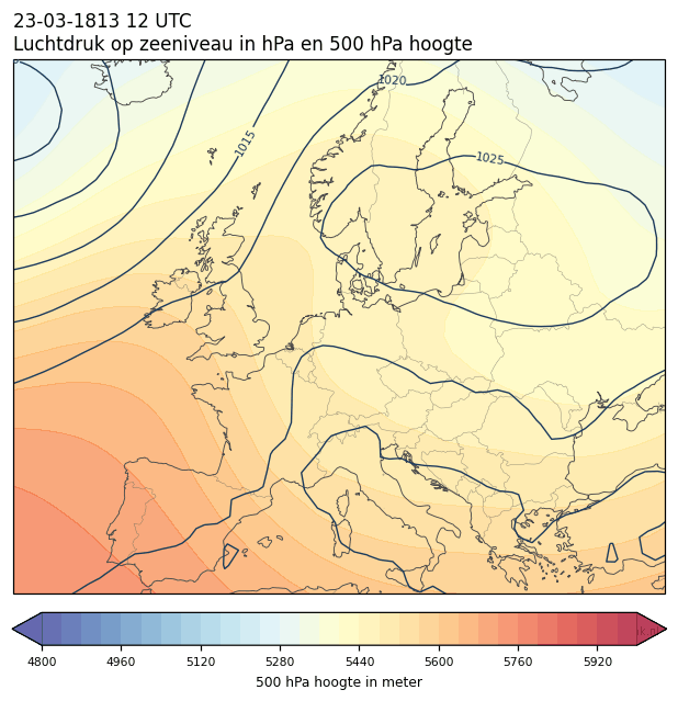 Weerkaart van 23 maart 1813 om 12 UTC