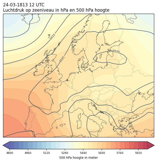 Weerkaart van 24 maart 1813 om 12 UTC