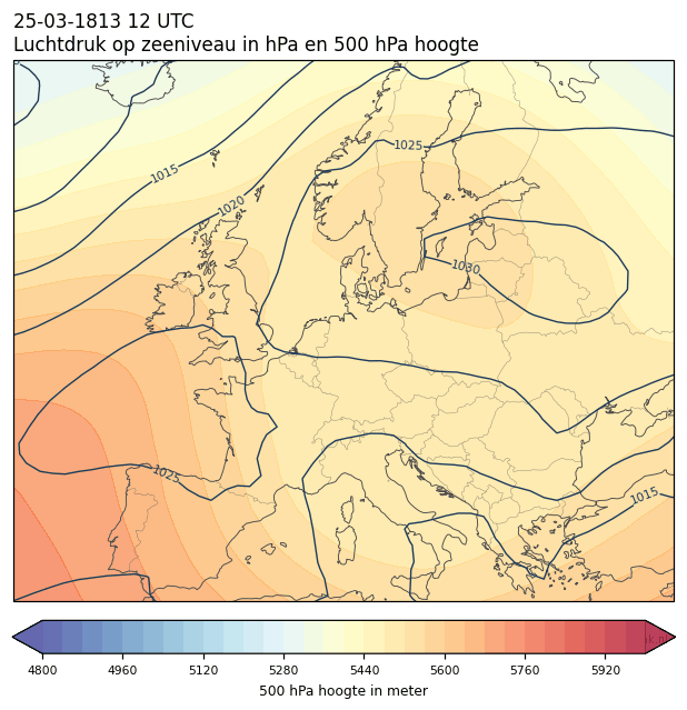 Weerkaart van 25 maart 1813 om 12 UTC