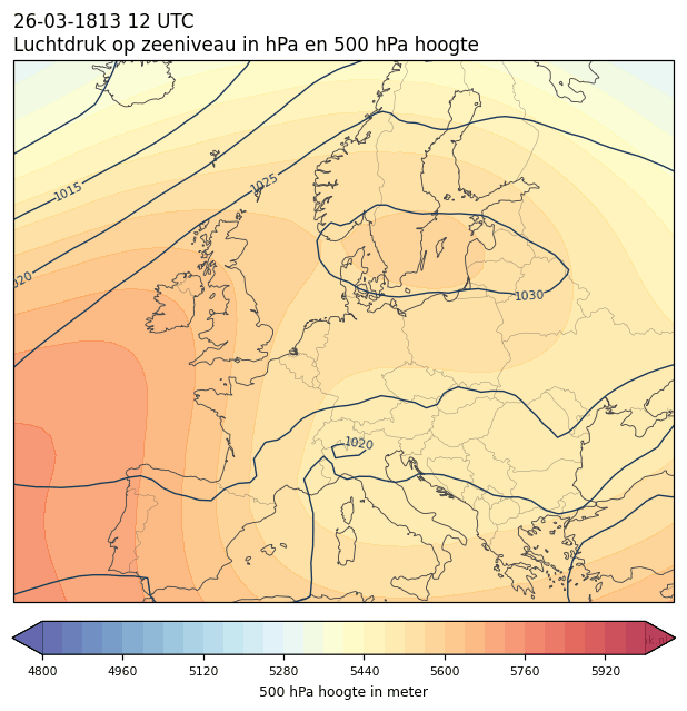 Weerkaart van 26 maart 1813 om 12 UTC