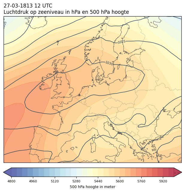 Weerkaart van 27 maart 1813 om 12 UTC