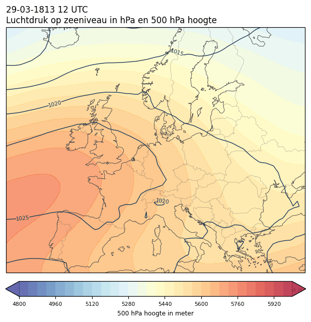 Weerkaart van 29 maart 1813 om 12 UTC