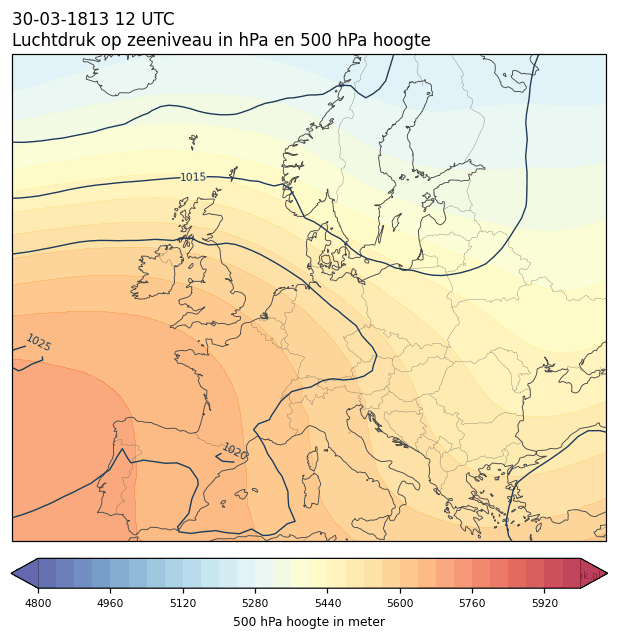 Weerkaart van 30 maart 1813 om 12 UTC