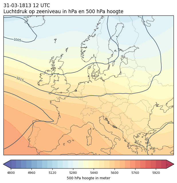 Weerkaart van 31 maart 1813 om 12 UTC