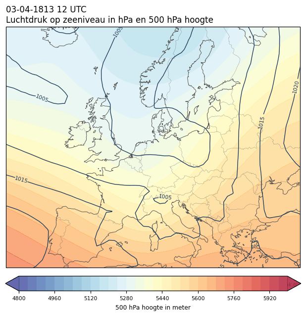 Weerkaart van 3 april 1813 om 12 UTC