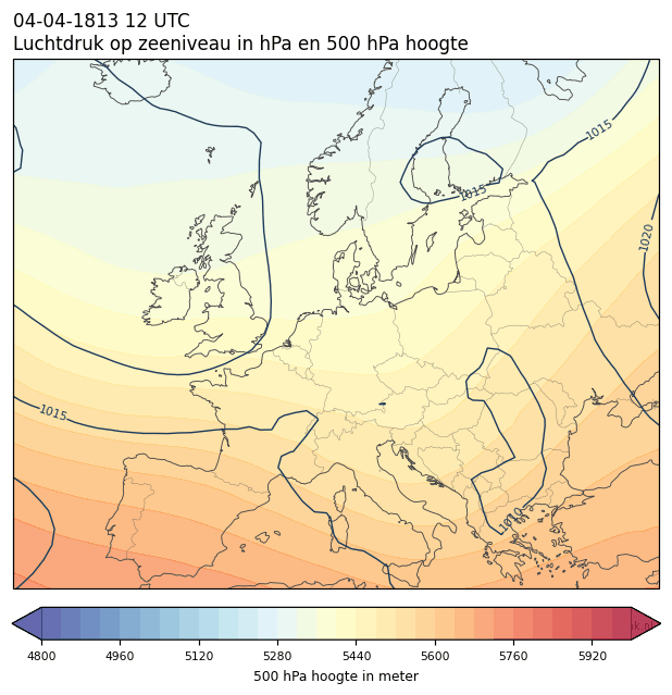 Weerkaart van 4 april 1813 om 12 UTC