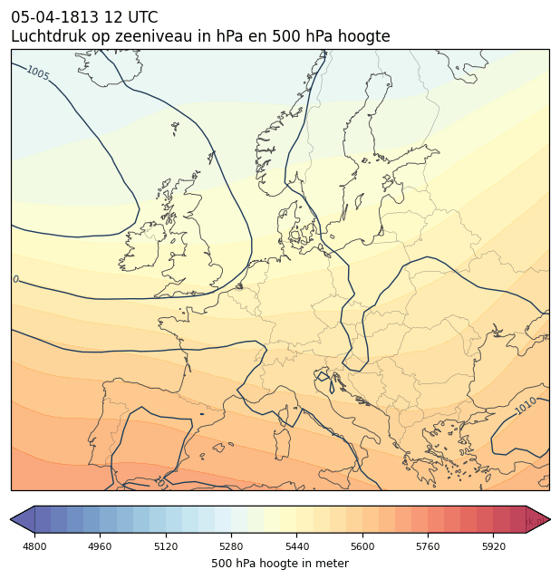Weerkaart van 5 april 1813 om 12 UTC