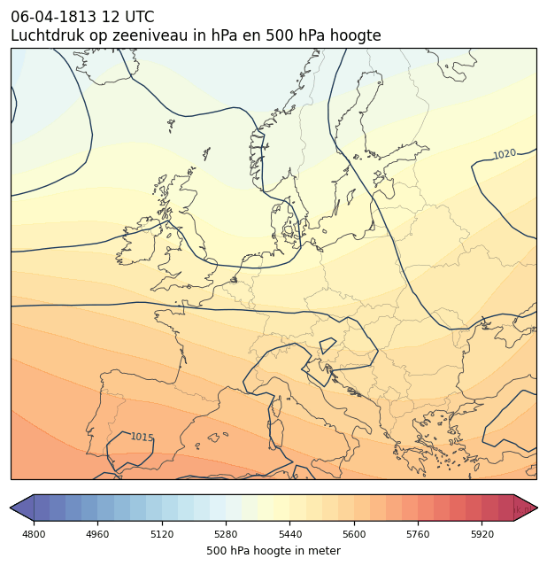 Weerkaart van 6 april 1813 om 12 UTC