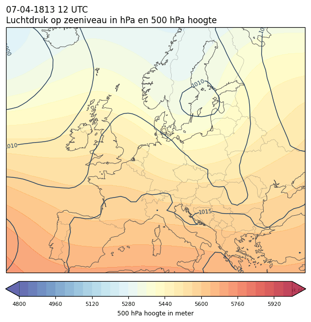 Weerkaart van 7 april 1813 om 12 UTC