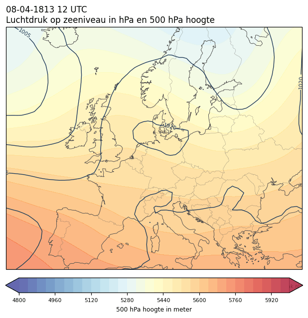 Weerkaart van 8 april 1813 om 12 UTC