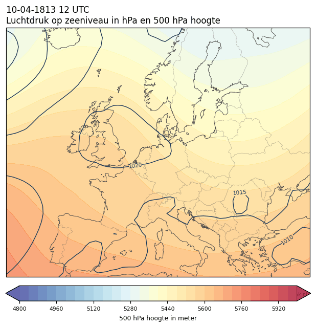 Weerkaart van 10 april 1813 om 12 UTC
