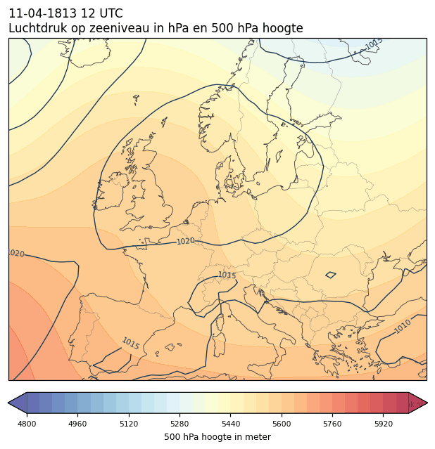 Weerkaart van 11 april 1813 om 12 UTC
