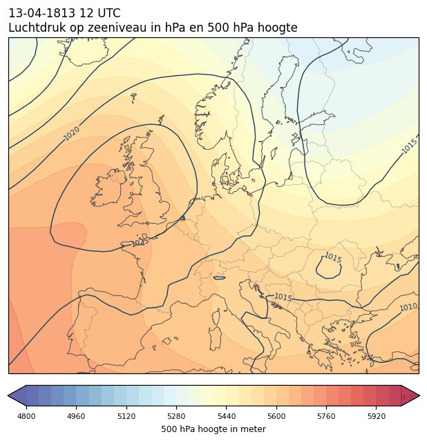 Weerkaart van 13 april 1813 om 12 UTC