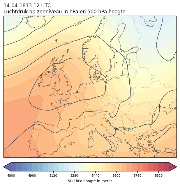 Weerkaart van 14 april 1813 om 12 UTC