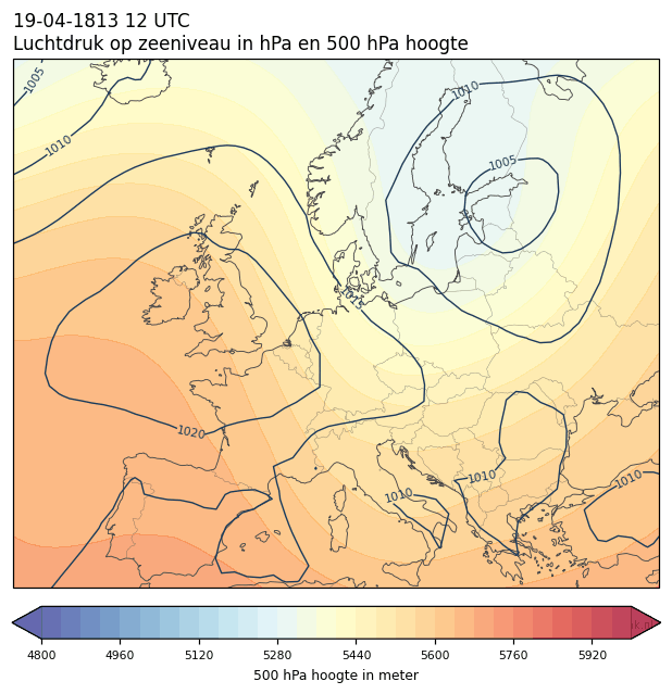 Weerkaart van 19 april 1813 om 12 UTC