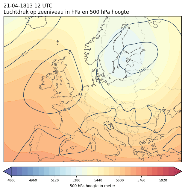 Weerkaart van 21 april 1813 om 12 UTC