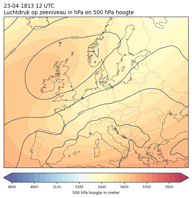 Weerkaart van 23 april 1813 om 12 UTC