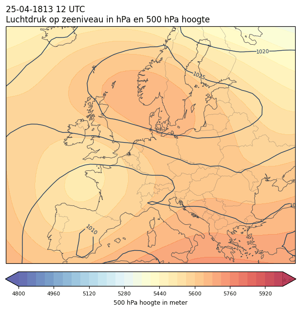 Weerkaart van 25 april 1813 om 12 UTC