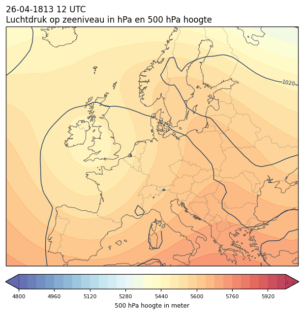Weerkaart van 26 april 1813 om 12 UTC