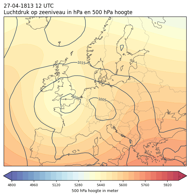 Weerkaart van 27 april 1813 om 12 UTC