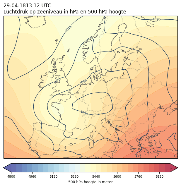 Weerkaart van 29 april 1813 om 12 UTC