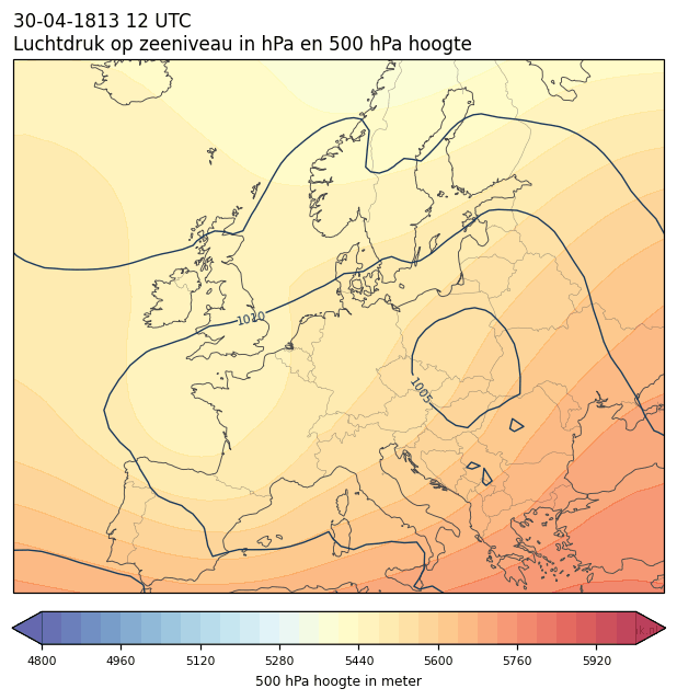 Weerkaart van 30 april 1813 om 12 UTC