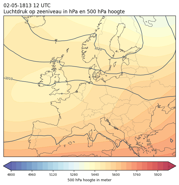 Weerkaart van 2 mei 1813 om 12 UTC