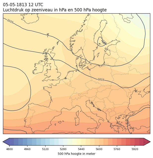 Weerkaart van 5 mei 1813 om 12 UTC