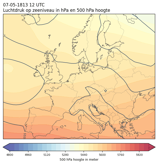 Weerkaart van 7 mei 1813 om 12 UTC