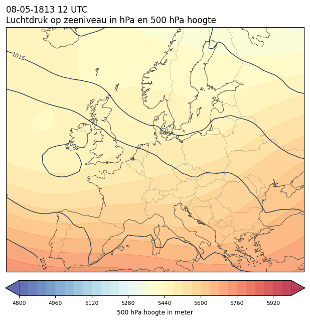 Weerkaart van 8 mei 1813 om 12 UTC