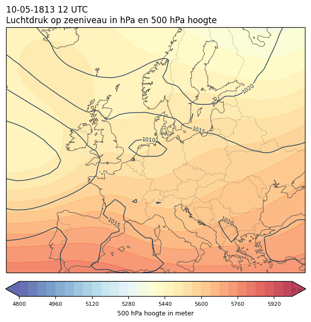 Weerkaart van 10 mei 1813 om 12 UTC